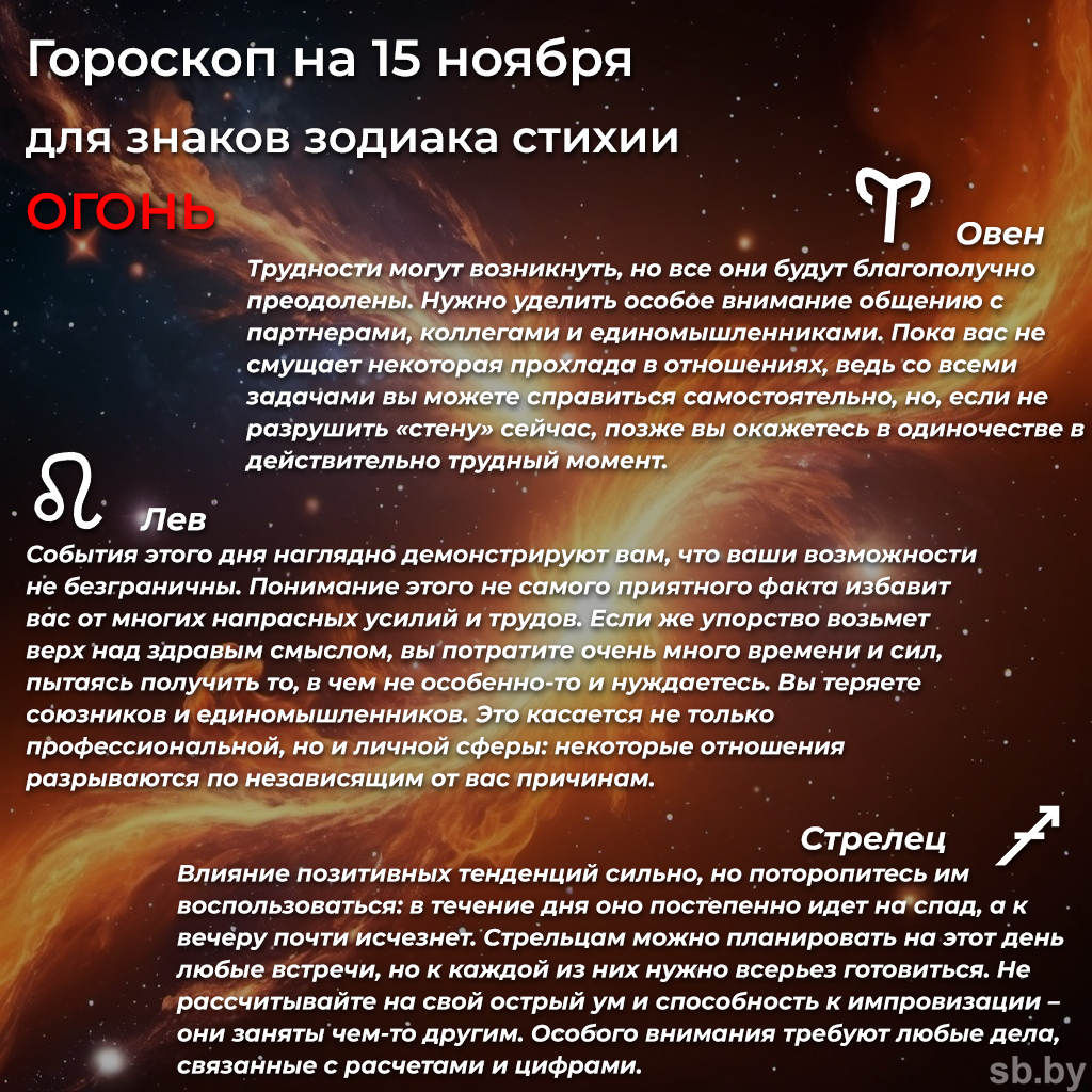 Гороскоп на 15 ноября