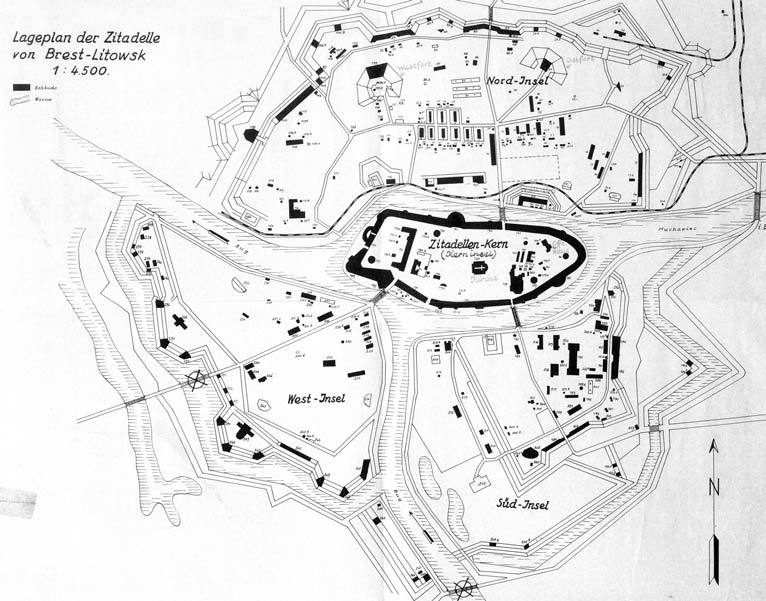 Схема брестской крепости в 1941