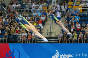 Лукашенко поздравил Гончарову и Махаринскую с золотом II Европейских игр в синхронных прыжках на батуте