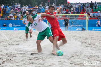 Сборная Беларуси по пляжному футболу выиграла по пенальти у швейцарцев на II Европейских играх