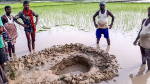 В Индии метеорит упал на рисовое поле