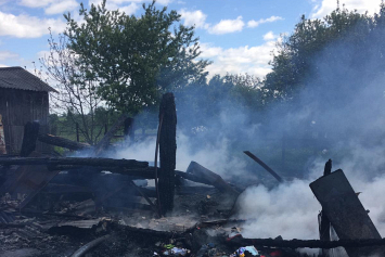 В Быховском районе огонь уничтожил жилой дом и четыре сарая