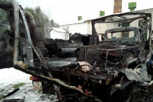 В Осиповичском районе сгорел грузовой фургон