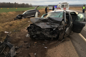 Под Бобруйском Renault врезался в стоящий Audi: погибли два человека