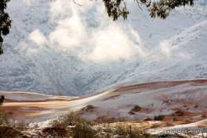 В пустыне Сахара выпал снег 
