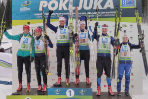 Белорусские биатлонисты выиграли бронзу в супермиксте на юниорском чемпионате Европы