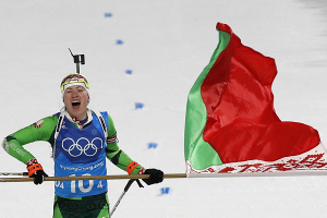 Белорусские биатлонистки выиграли золото Олимпиады в эстафете