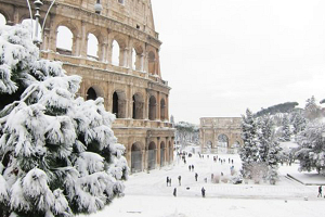В Риме выпал аномальный снег