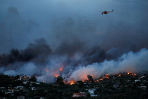 В Греции вспыхнул сильный лесной пожар