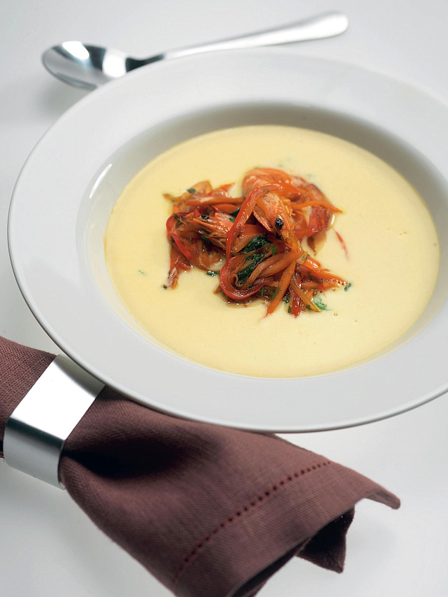 Сырный крем-суп с креветками, пошаговый рецепт на ккал, фото, ингредиенты - Анжелика